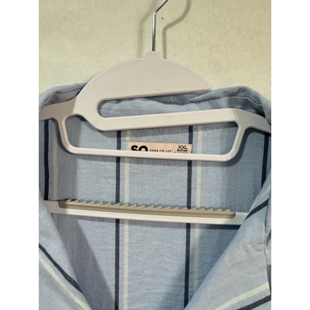 SO Light Blue Striped Cropped Button Front Shirt Short Sleeve XL Beachy NWOT - Picture 3 of 9